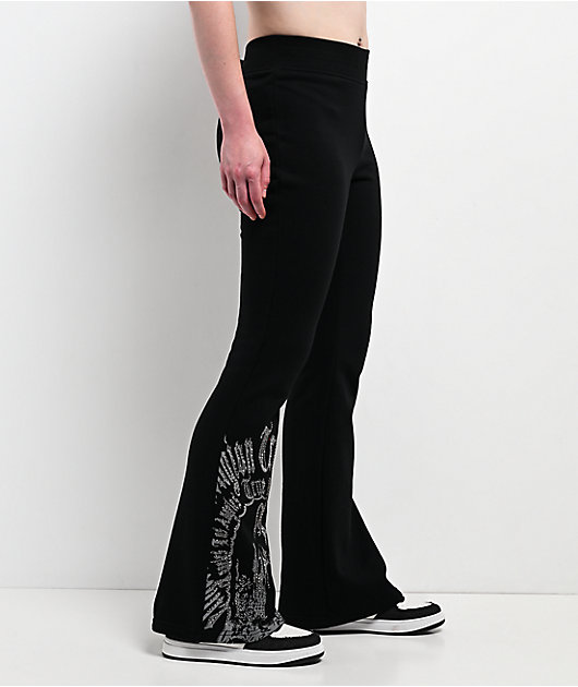 True Religion Virgin Mary Black Mid Rise Bootcut Sweatpants