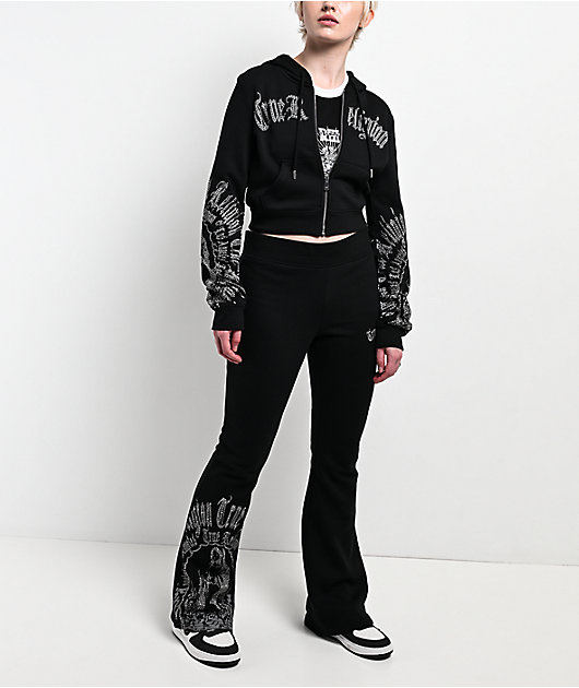 True Religion Virgin Mary Black Mid Rise Bootcut Sweatpants