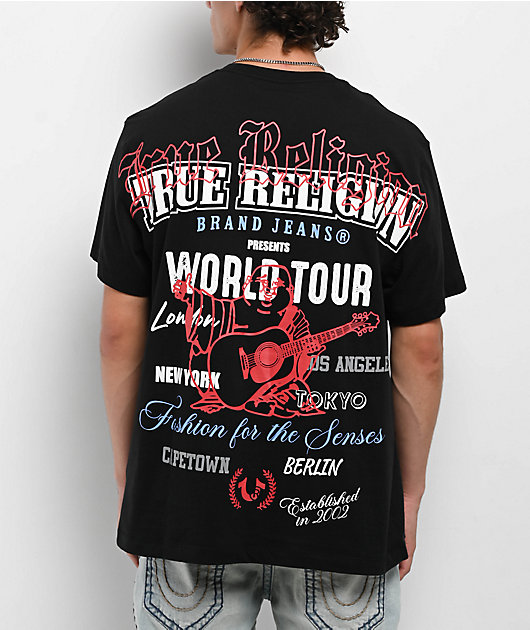 関税込み♪【TRUE RELIGION】 WORLD TOUR ロゴ入り★Tシャツ True Religion World Tour Logo Black T-Shirt | Zumiez