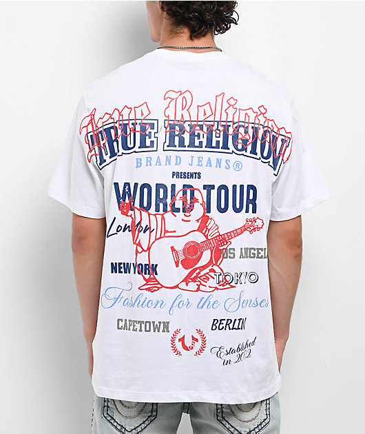 True Religion World Tour Logo White T-Shirt | Zumiez