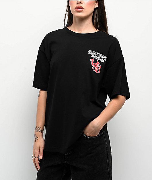 True Religion x Bella Doña Oversized Black T-Shirt