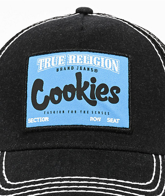 True Religion x Cookies Denim Black Trucker Hat | Zumiez
