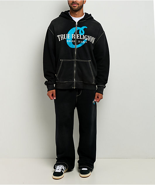 True Religion x Cookies Washed Black Relaxed Sweatpants | Zumiez