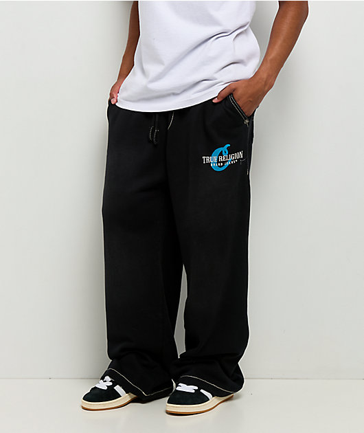 True Religion x Cookies Washed Black Relaxed Sweatpants | Zumiez