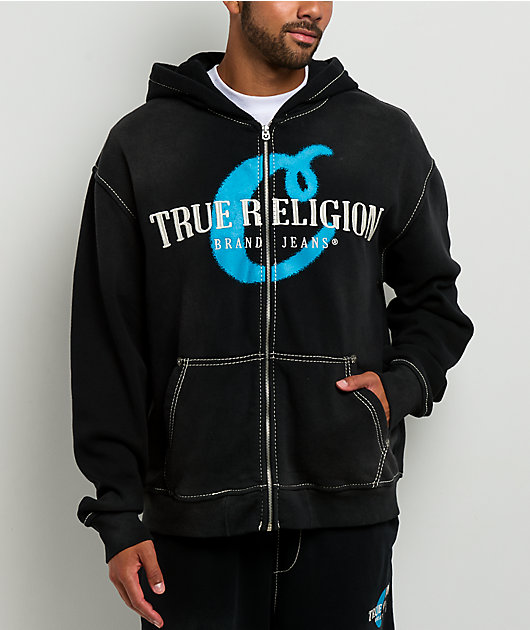 True Religion x Cookies Washed Black Zip Hoodie | Zumiez