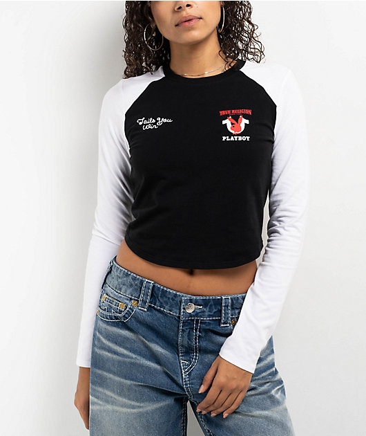 True Religion x Playboy Black & White Raglan Long Sleeve