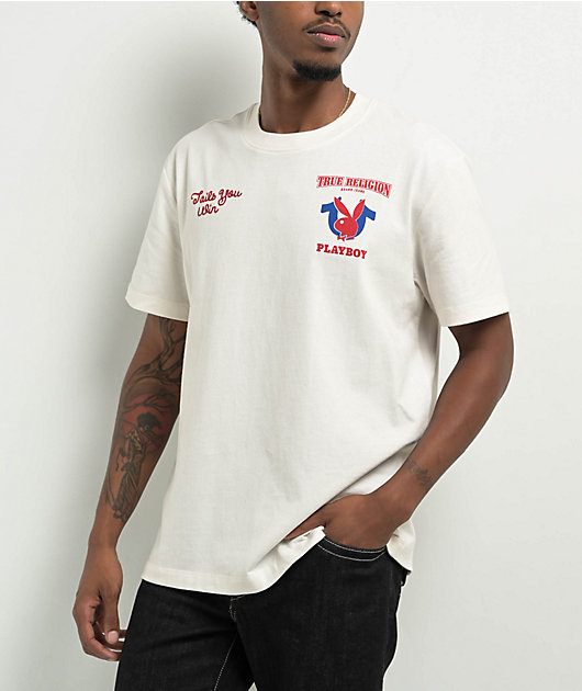 True Religion x Playboy Tails You Win Cream T-Shirt