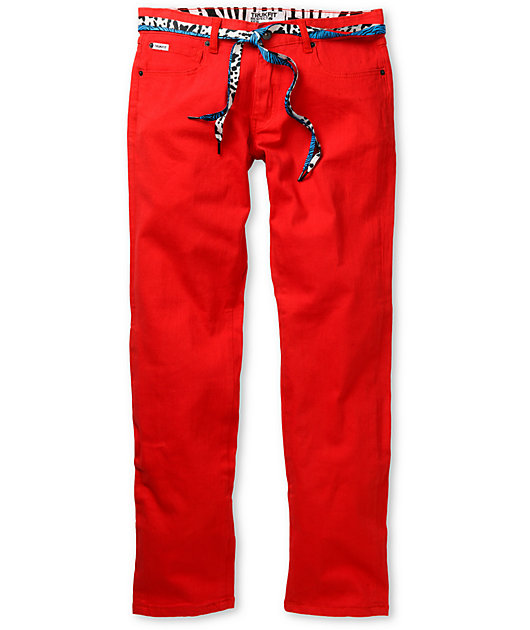red skinny jeans male