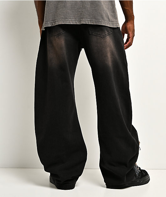 American Stitch Rip And Repair Black & Blue Wash Jeans