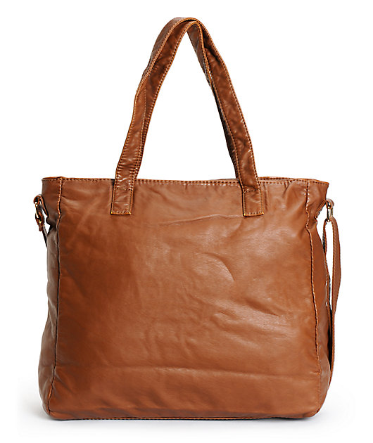 cognac leather tote bag