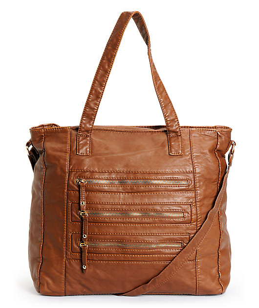 leather tote with zipper