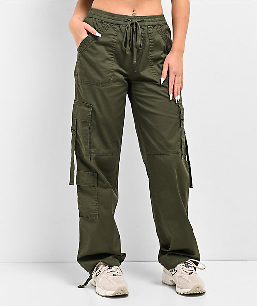 Women's army green cargo fashion pants