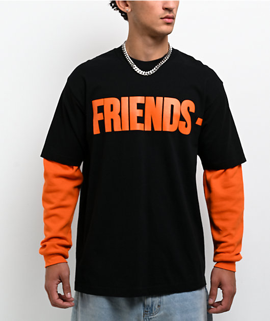 VLONE Friends Black & Orange 2fer Long Sleeve T-Shirt | Zumiez