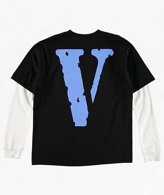 トップス VLONE STAPLE LONG SLEEVE SHIRT SIZE M VLONE Staple Black & White 2fer Long Sleeve T-Shirt | Zumiez