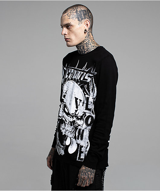 VLONE x LOSTHILLS Skull Black Thermal Long Sleeve T-Shirt | Zumiez