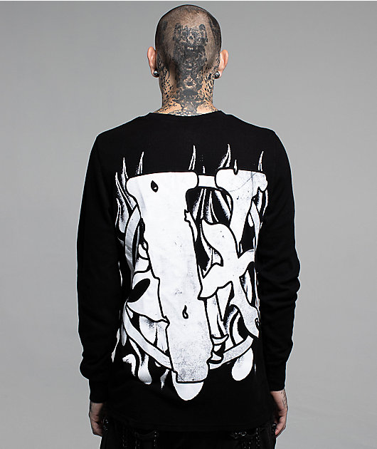 VLONE x LOSTHILLS Skull Black Thermal Long Sleeve T-Shirt | Zumiez