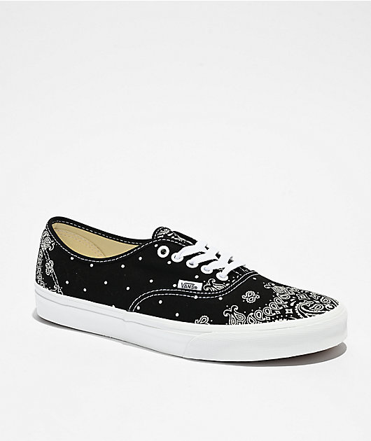 Vans Authentic Bandana Black & White Skate Shoes | Zumiez