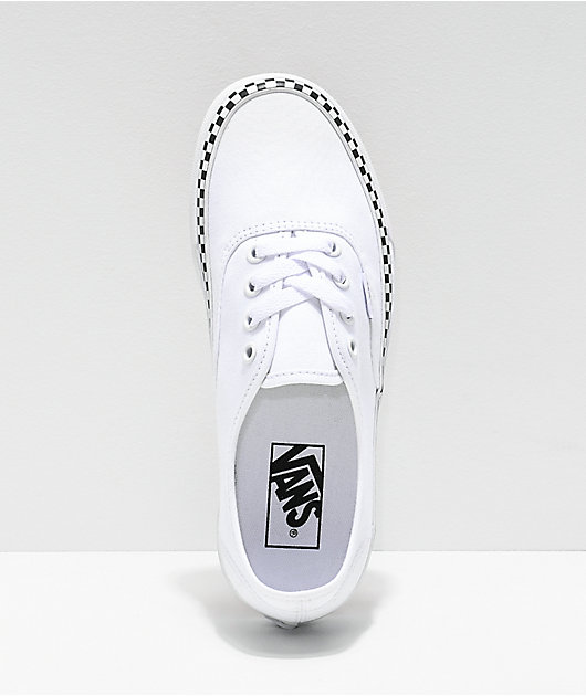 vans authentic check foxing white trainers