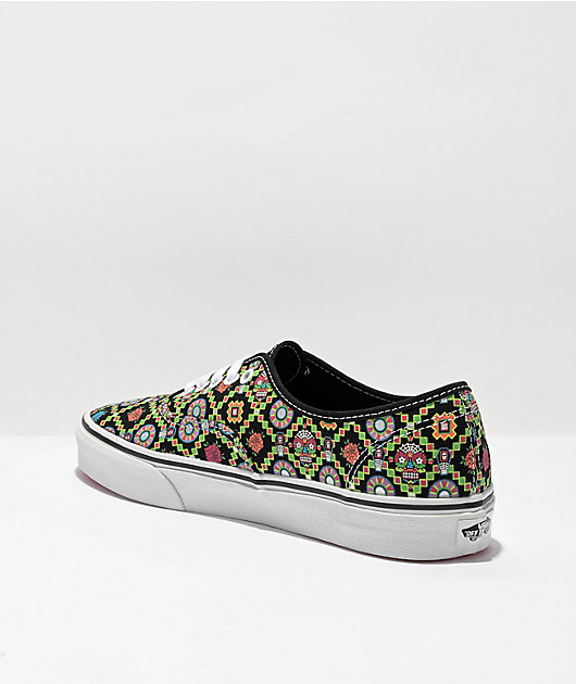 Vans Authentic Dia De Muertos Glow In The Dark Black & White Skate Shoes