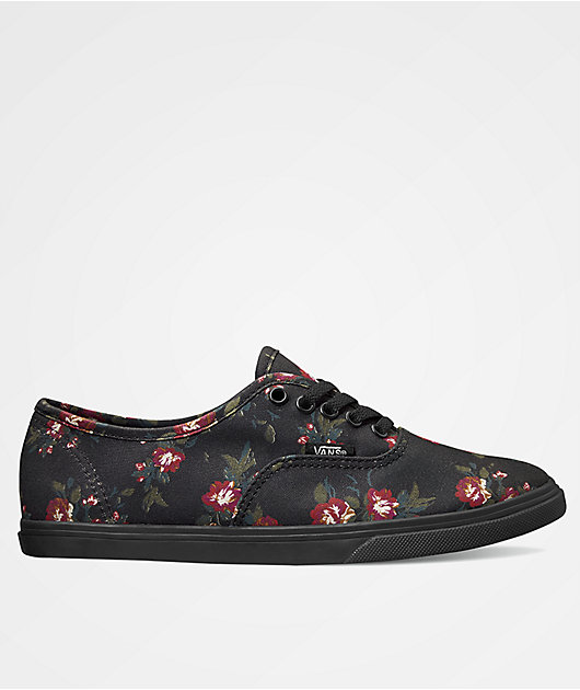 vans black floral shoes