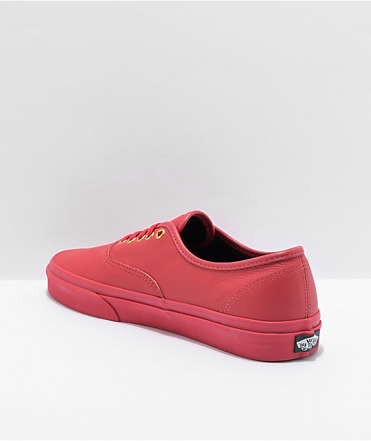 Vans Authentic Red Leather Skate Shoes 