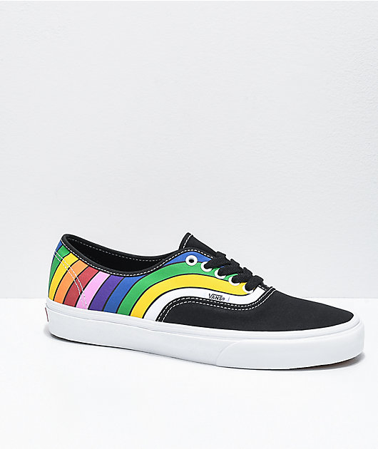 Vans Authentic Refract zapatos de skate negros, blancos y arcoíris | Zumiez