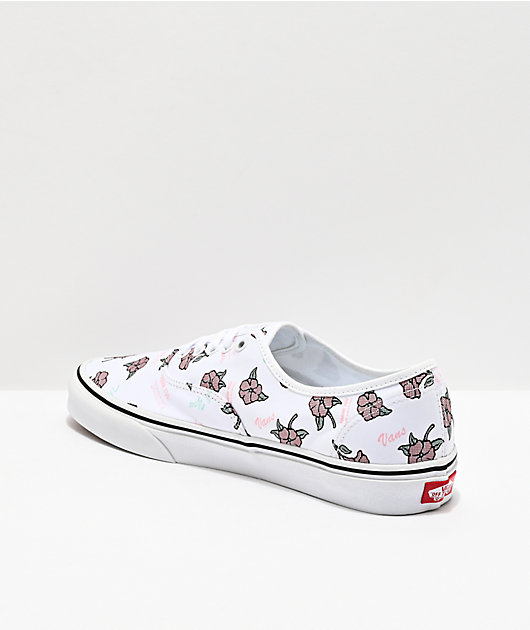 Vans Authentic Thank You White & Floral Skate Shoes