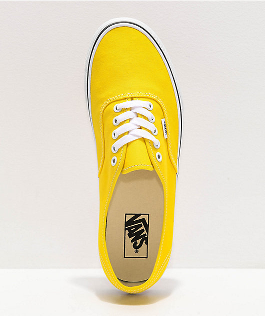 vans authentic yellow on feet