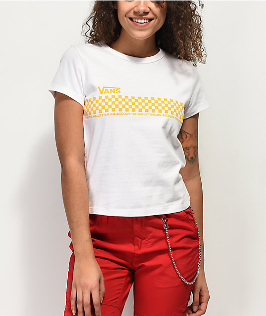 yellow checkered vans shirt