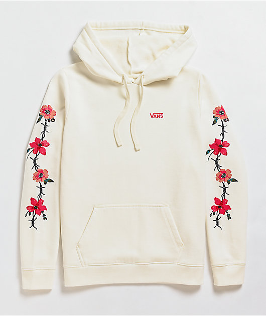 vans white hoodie with roses