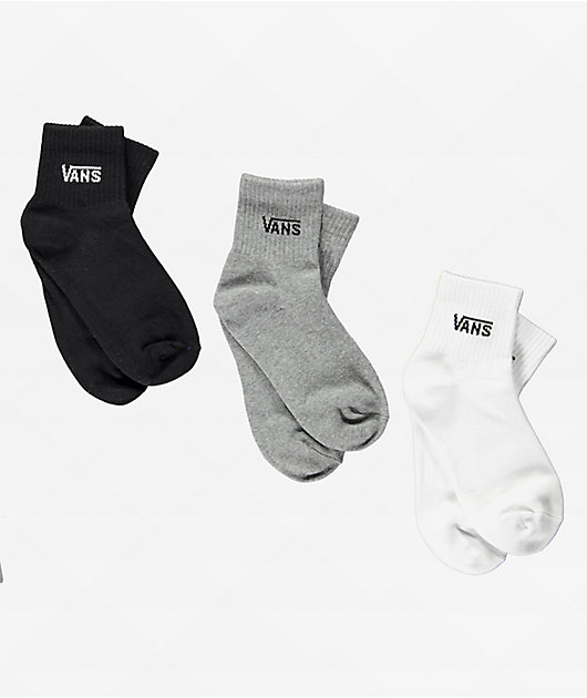 Vans Black White Grey 3 Pack Half Crew Socks