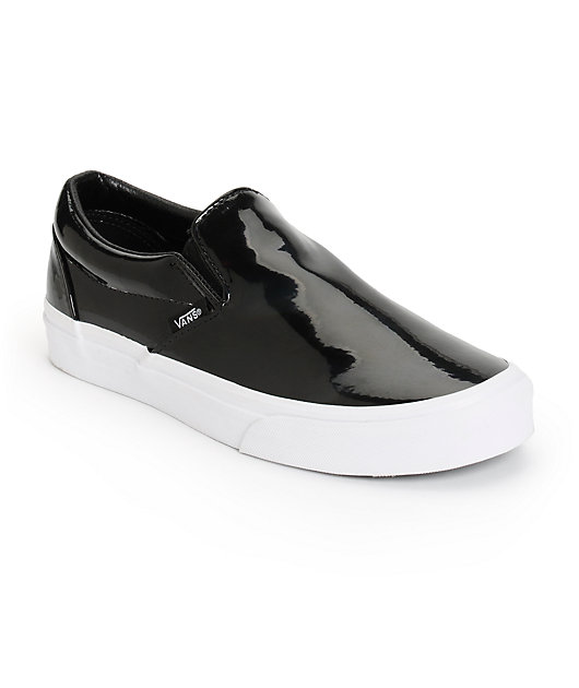 Vans Black Patent Leather Slip-On Shoes 