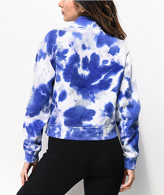 Download Vans Blue Tie Dye Mock Neck Crop Sweatshirt | Zumiez