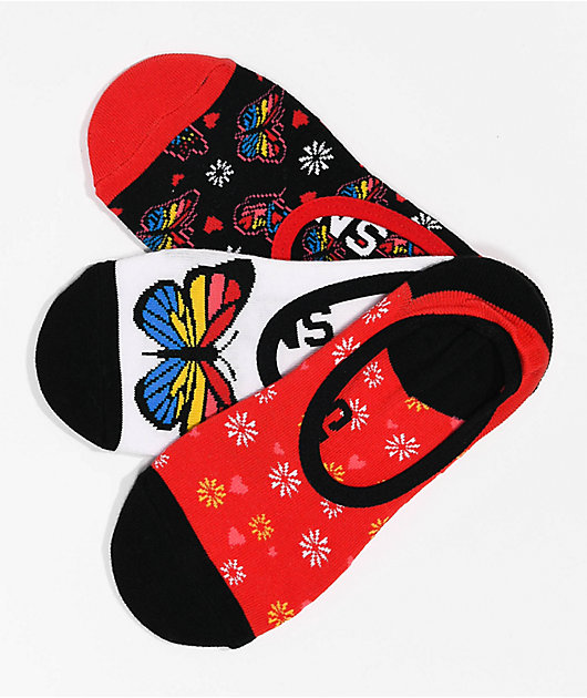 Vans Canoodle Butterfly Floral 3 Pack No Show Socks