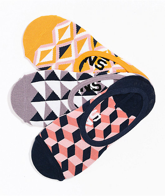 Vans Canoodle Geo Mix paquete de 3 calcetines que no se ven