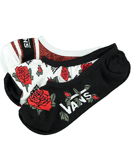 Vans Canoodle Red Roses 3 Pack No Show 