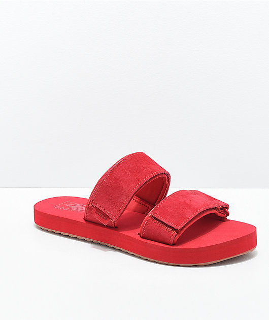 Vans Cayucas Red 2 Strap Slide Sandals 