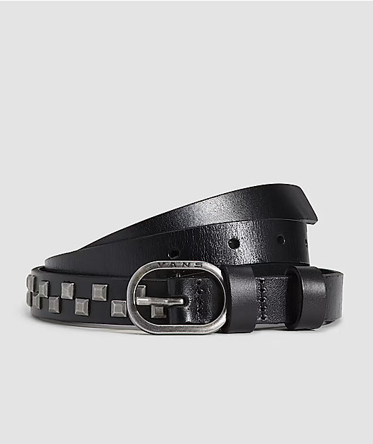 Vans Check Black Leather Belt | Zumiez