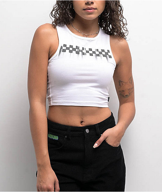 Vans Check Wash White Crop Tank Top