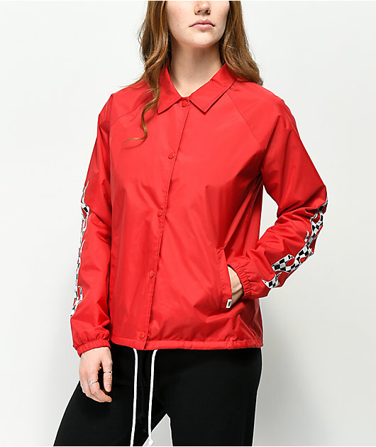 vans checkerboard flame red coaches jacket