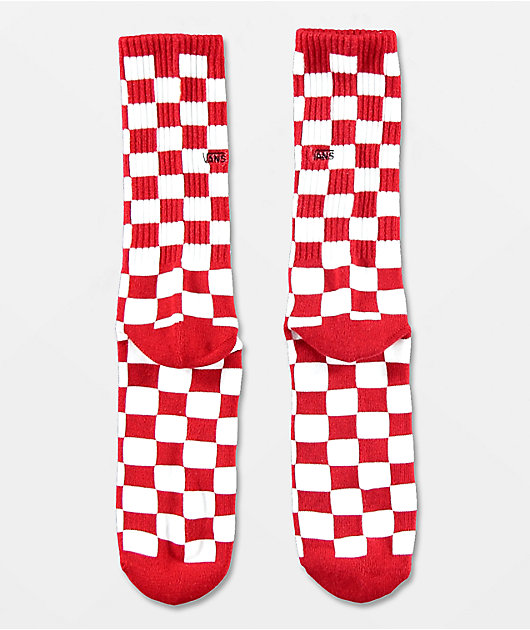 Vans Checkerboard II Red & White Crew Socks