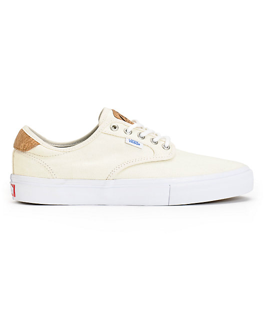 vans chima pro cork white canvas skate shoes
