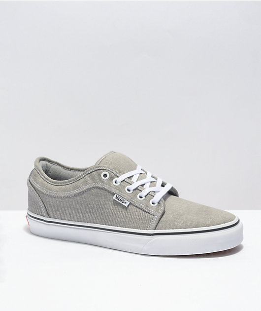 Vans Chukka Low Grey \u0026 White Denim Skate Shoes | Zumiez