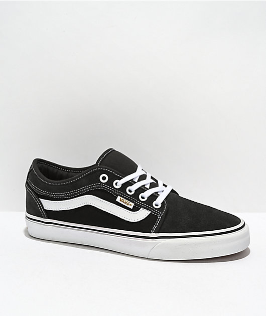 Vans Chukka Low Sidestripe Black White Twill Skate Shoes - Main Image