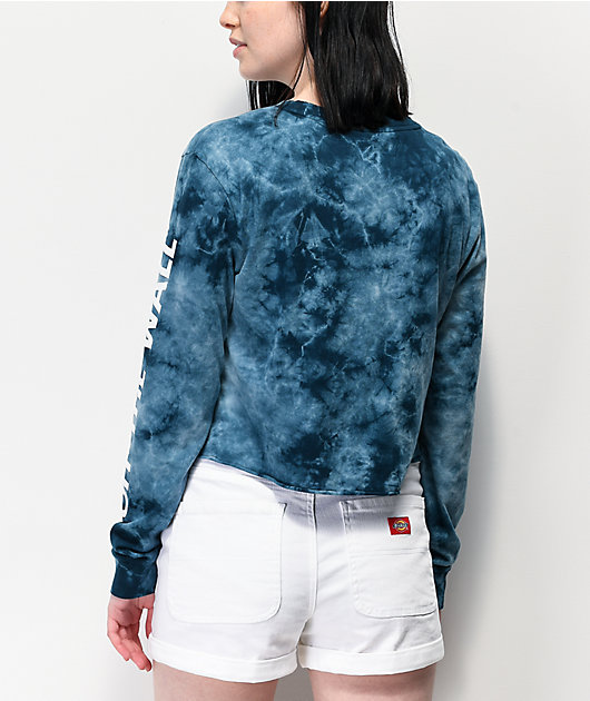 Vans Circle V Blue Long Sleeve Tie Dye Crop T-Shirt