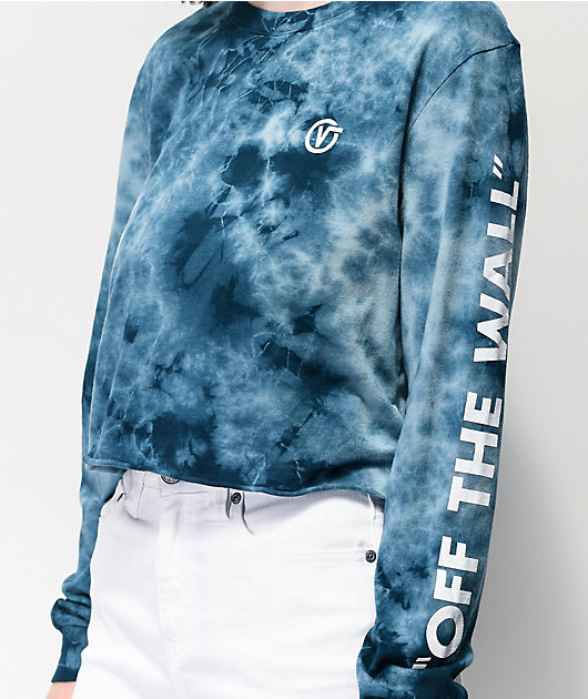 Vans Circle V Blue Long Sleeve Tie Dye Crop T-Shirt