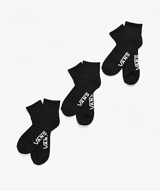 Vans Classic 3 Pack Black Quarter Crew Socks