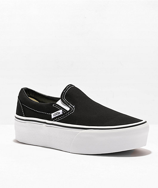 Generalizar espalda proposición Vans Classic Black & White Slip On Stackform Skate Shoes