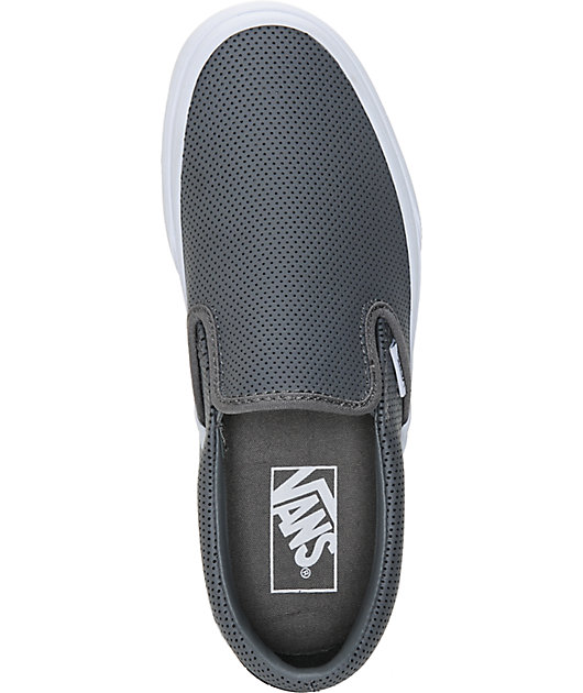 grey perforated leather vans