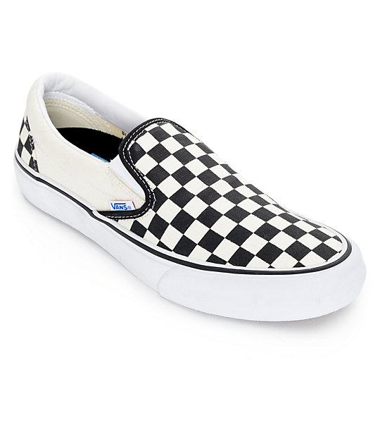black and white vans checkerboard slip on